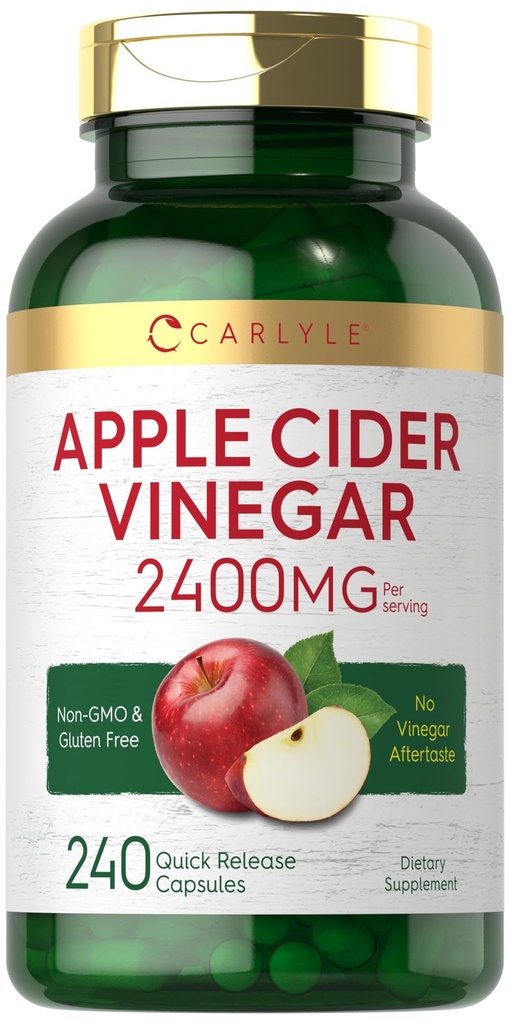 Carlyle Apple Cider Vinegar kapslar | 2400mg | 240 greve | Icke-GMO, Gluten fri tillägg