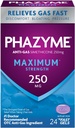 Phazyme Maximum * Styrka Anti-Gas 250 mg Simethicone Gas Relief för vuxna, Snabba Gels snabbt lindra uppblåsthet, tryck och obehag, 24 greve