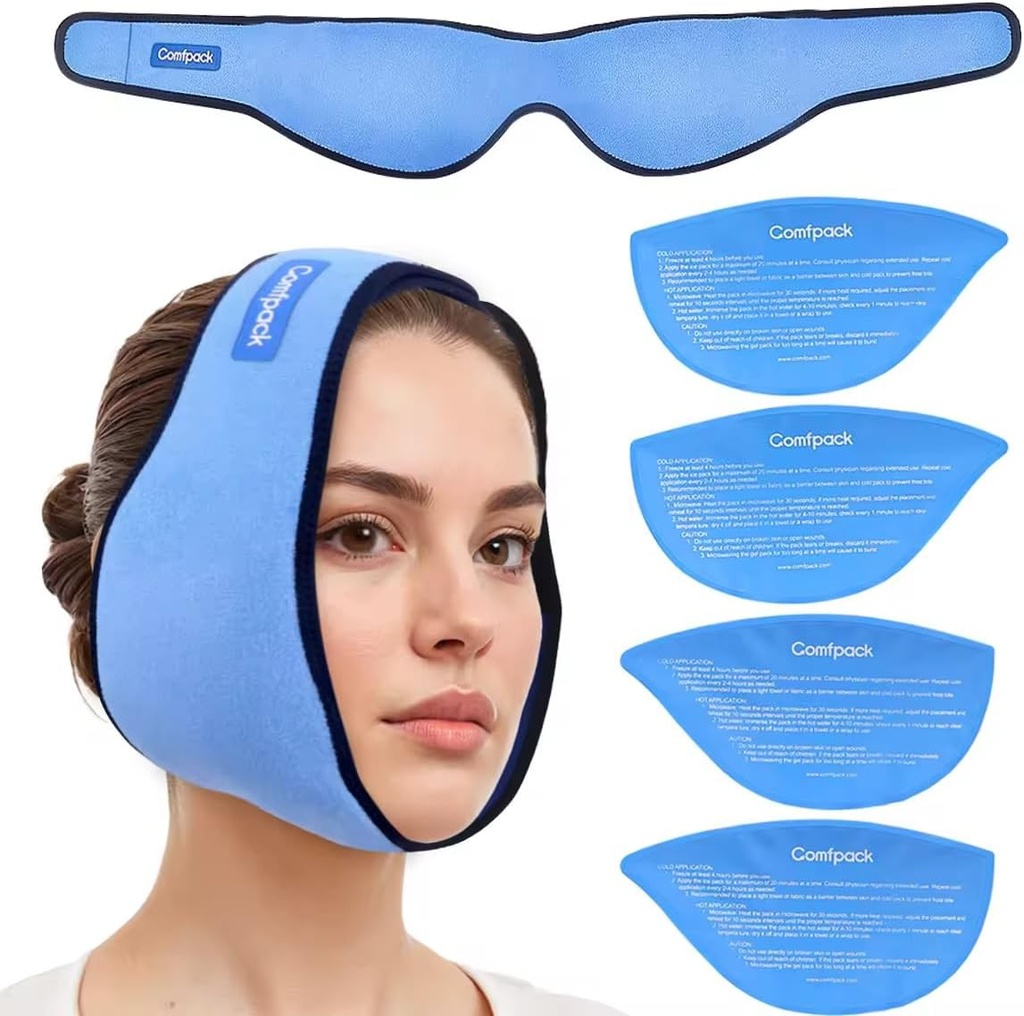Ispaket för visdom tänder borttagning med 4 återanvändbara heta kallt gel paket, visdom tänder is paket huvudslag för tonsillectomy, TMJ, tanduttag, Jaw smärta, oral kirurgi, kosmetisk injektion