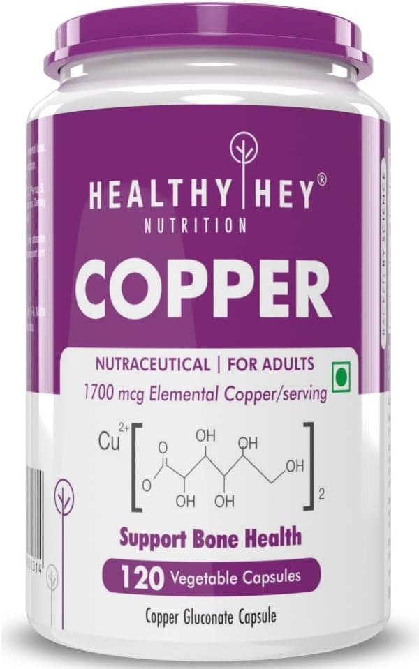 Nutrition Chelated Copper Gluconate - Mycket biotillgänglig form - Icke-GMO, Gluten Free -120 Veg. kapslar