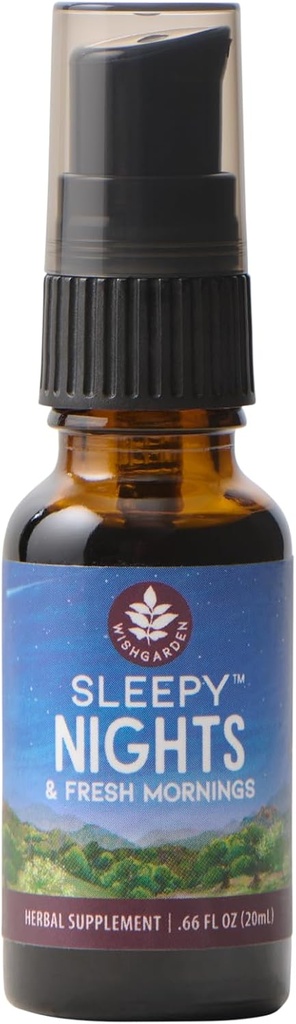 WishGarden Herbs Sleepy Nights & Fresh Mornings - All-Natural Herbal Sleep Aid Tincture, Organic Sleep Supplement w/Passionflower, Hops & Scullcap, Supports Deep Sleep & Healthy Sleep Cycles, .66oz