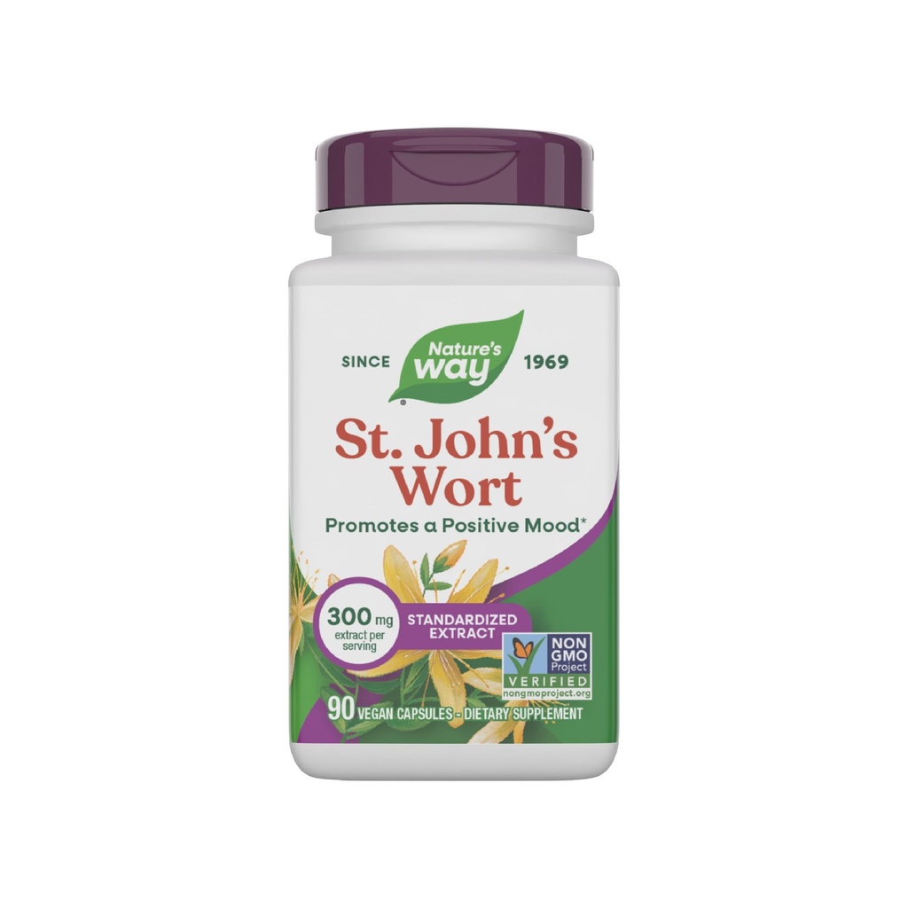 Naturens sätt St John's Wort Premium Extract främjar positiva Outlook * Icke-GMO 90 kapslar