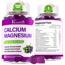 Kalcium Magnesium Zink Gummies med vitamin D3 och K2, High Absorption Magnesium Glycinate Kalium för immun och muskler, Vegan Elderberry Flavor 60 Gummies