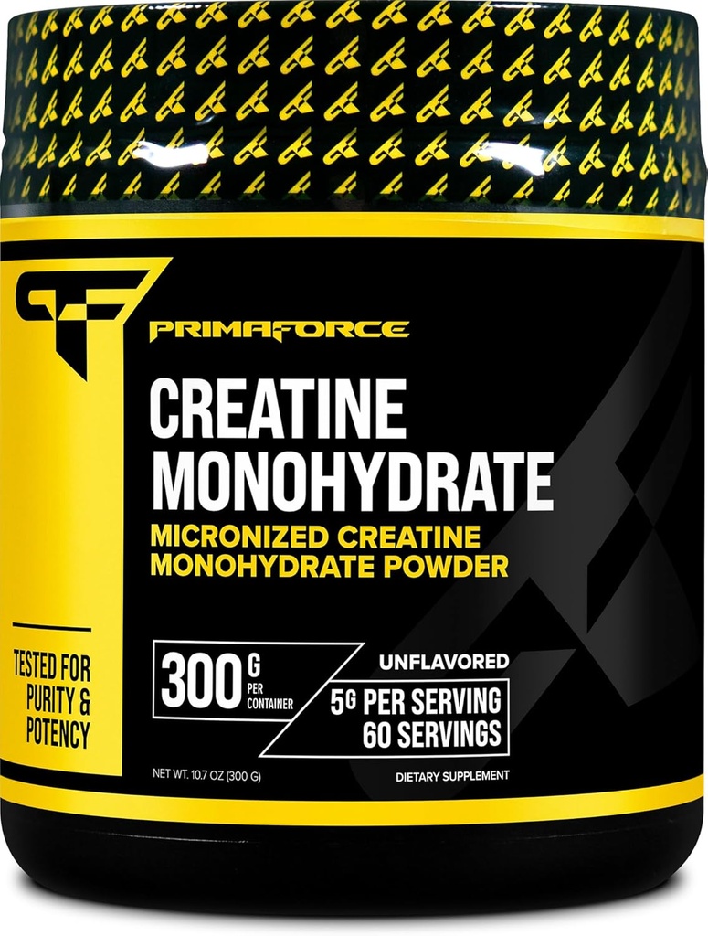 Primaforce Creatine Monohydratpulver, 300 Grams - Mikroniserad, Glutenfri, Icke-GMO