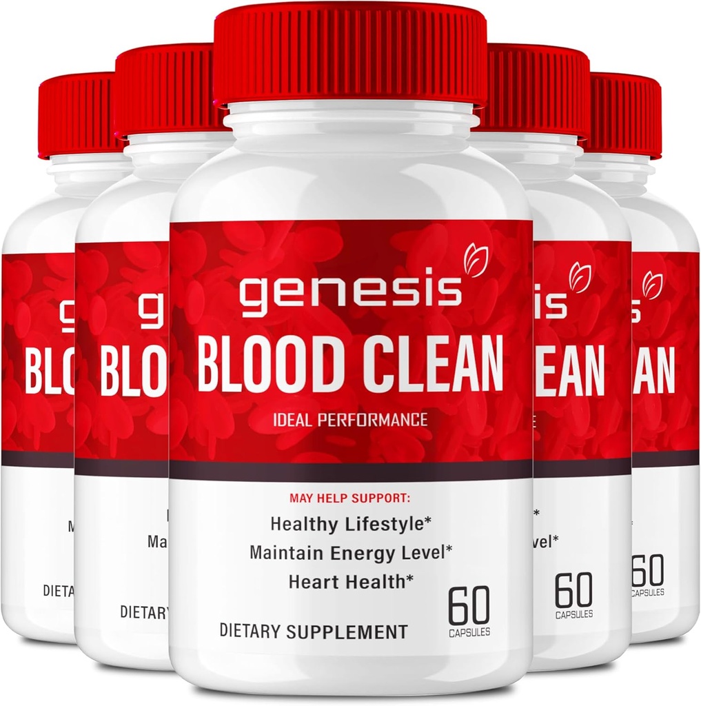 Genesis Blood Clean Capsules - Avancerad Formel Supplement för maximal styrka - Naturligt blodkärl renare, GenesisBlood Clean Pills, GenesisBloodClean Pastillas Reviews (5 Pack)