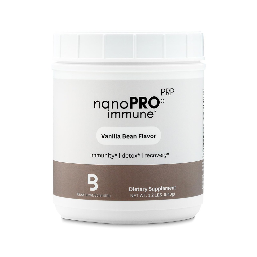 Biopharma Scientific Nanopro Immune: Whey Protein Powder för Immune Support & Motion Recovery med Colostrum, Glutathione, Proline Rich Polypeptides, Vanilla Bean Flavor, 30 portioner