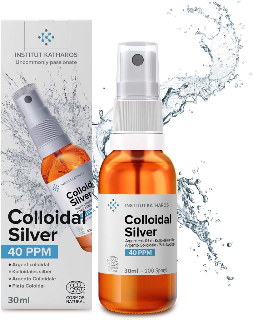 Colloidal Silver Pocket Spray 40 PPM 1/3 fl oz ● Ecocert Cosmos Natural ● Överlägsen koncentration, mindre partiklar = Bättre resultat ● Certifierade av 3 oberoende laboratorier