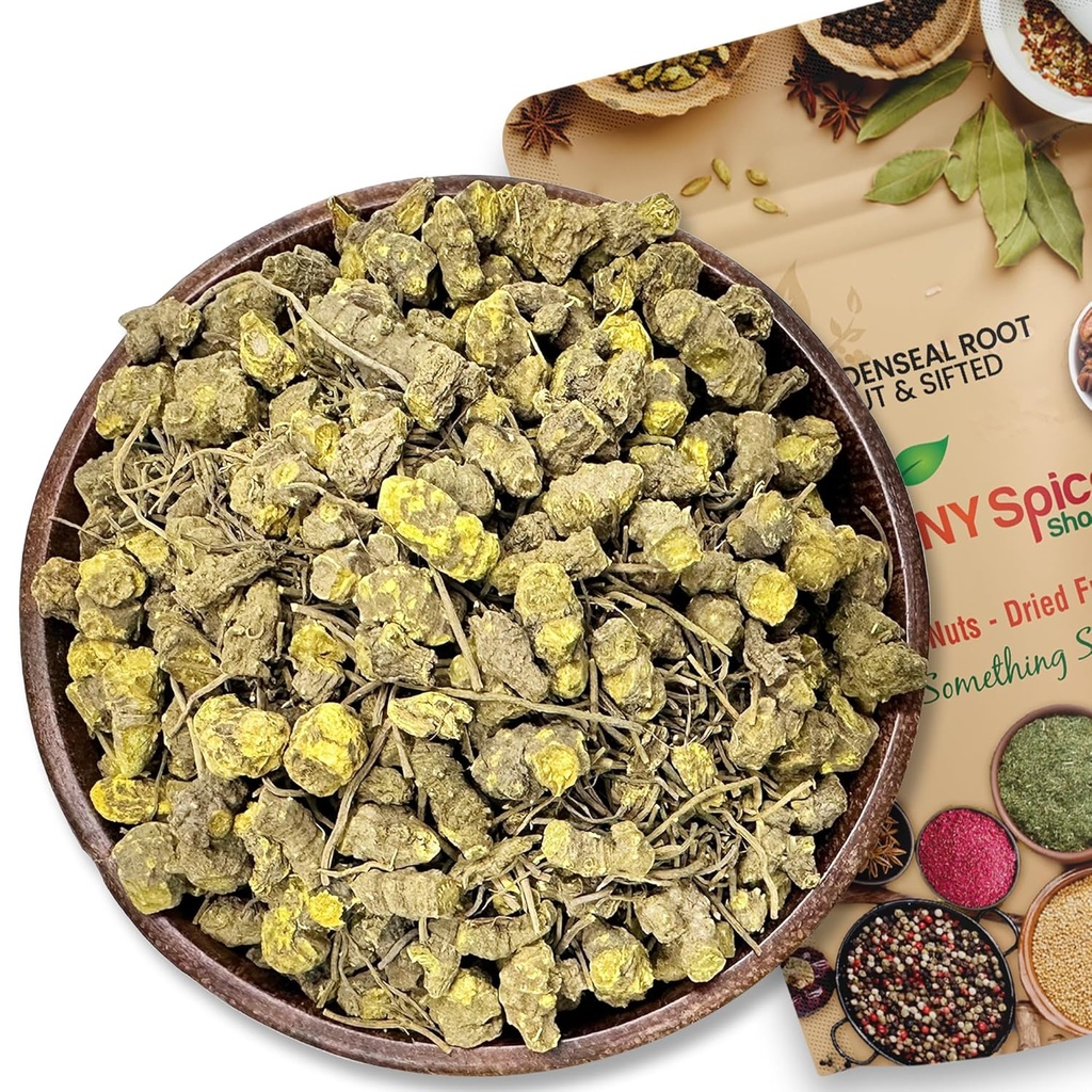 NY Spice Shop Goldenseal Root Herb Cut & Sifted - 1 Ounce Hydrastis Canadensis - Natural Cut & Sifted Herbal Supplement Wild Crafted Goldenseal - Sourced från Golden Seal Root