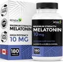 Renew Actives Melatonin 10mg per portion - Främjar en djupare, längre och idealisk för sömnhantering, Jet Lag & för att återställa din sömncykel - tillverkad i Kanada - 180 tabletter