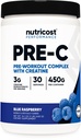 Nutricost Pre-C Pre-Workout Complex med kreatin (Blue Rasberry | 30 portioner) Pulver - Boost Fintess Routines, 450g