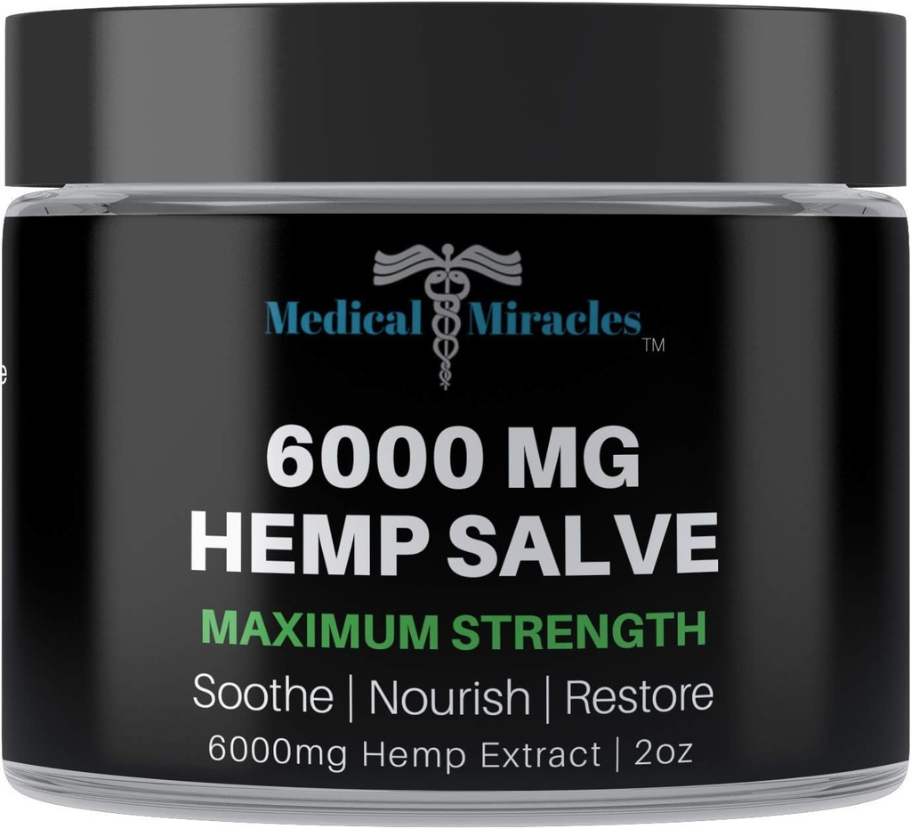 Medicinska mirakel 6000 MG Maximal Strength Healing Salve Använd för HIPS, Joints, Neck, Back. Tillverkad med de finaste tillgängliga ingredienserna