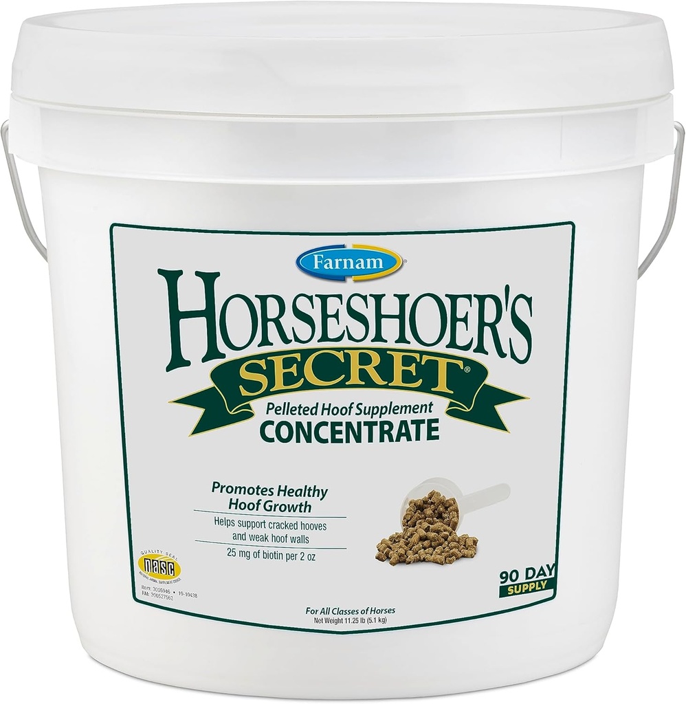 Farnam Horseshoers Secret Pelleted Hoof Supplements Concentrate, Ekonomisk formel med 25 mg. av biotin per 2 uns servering, 11,25 lb, 90 dagars leverans