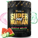 ALPHA LION Superhuman Pre Workout Powder, Beta Alanine, L-Taurine & Tri-Source koffein för hållbar energi och fokus, Nitric Oxide & Citrulline för pump (21 portioner, Muscle Melon)