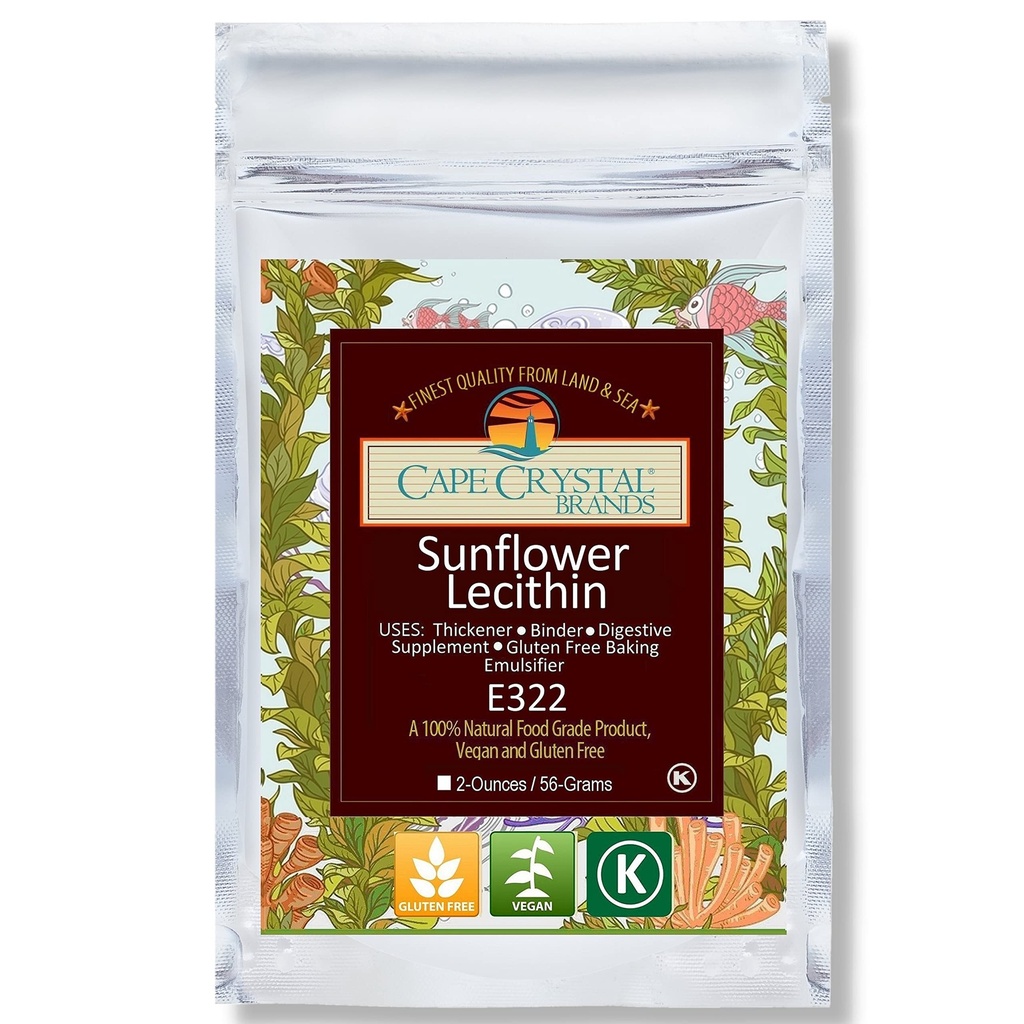 Cape Crystal Sunflower Lecithin Powder 100% naturlig och glutenfri. Det är Vegan, icke-GMO Alternativ till Soy Lecithin Powder (2-oz.)