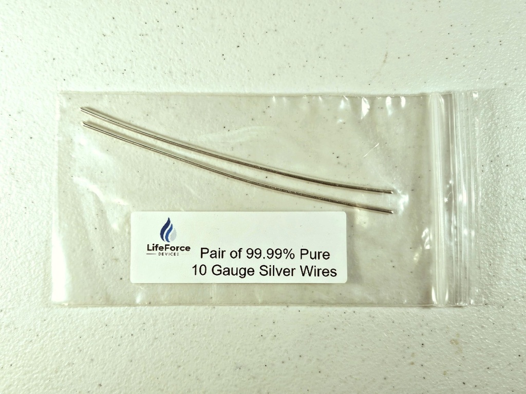 Rena Silver Generator Wires - 9999 Silver Electrodes - Pre-Cut 6-tums 10 Gauge Wires - Fits LifeForce Generators