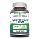Fantastiska formler Hyaluronsyra & MSM Supplement | 500 Mg | 120 kapslar | Icke-GMO | Glutenfri | Tillverkad i USA