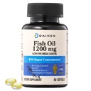 DAIKEN Mini Fish Oil 1200 mg, rTG Omega 3 1000mg, 60 Softgels, High Absorption & Burpless Fish Oil för hälsosamt hjärta, hjärna och torra ögon stöd