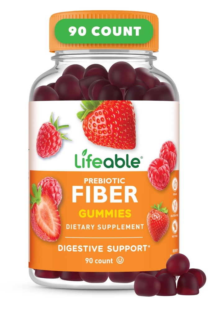 Livliga Prebiotiska Fiber Gummies för vuxna | 5g | Great Tasting Fiber Supplement Gummies | Prebiotiska Gummies för Digestive Health | High Fiber Gummies för kvinnor, Män | 90 Gummies