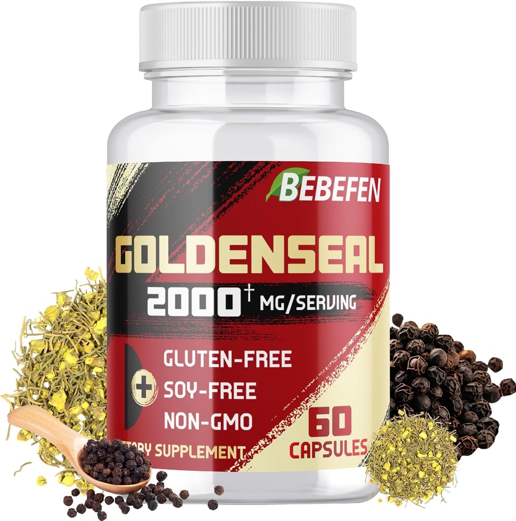 BEBEFEN Goldenseal Root Capsules 2000mg | Traditionellt örttillskott | Koncentrerat extrakt | Vegetariskt, icke-GMO
