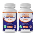 Vitamatic 2-Pack High Potency Melatonin 20 mg - 60 Snabbupplösta tabletter Totalt snabbverkande sömnstöd - Naturlig Berry smak | Vegetarisk