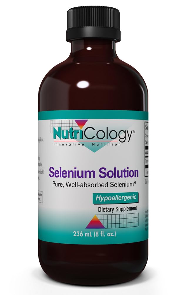 Nutricology Selenium Solution - Well-Absorbed Selenium Liquid, Pure Sodium Selenite, Thyroid Support, Antioxidanter, 100 mcg Supplement, Hypoallergenic - 8 Fl Oz