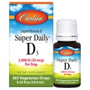 Carlson - Super Daily D3, Vitamin D Drops, 2 000 IE per Drop, 1-årig Supply, Vitamin D3 Liquid, Heart & Immune Health, Vegetarian, Liquid Vitamin D Drops, Unflavored, 365 Drops