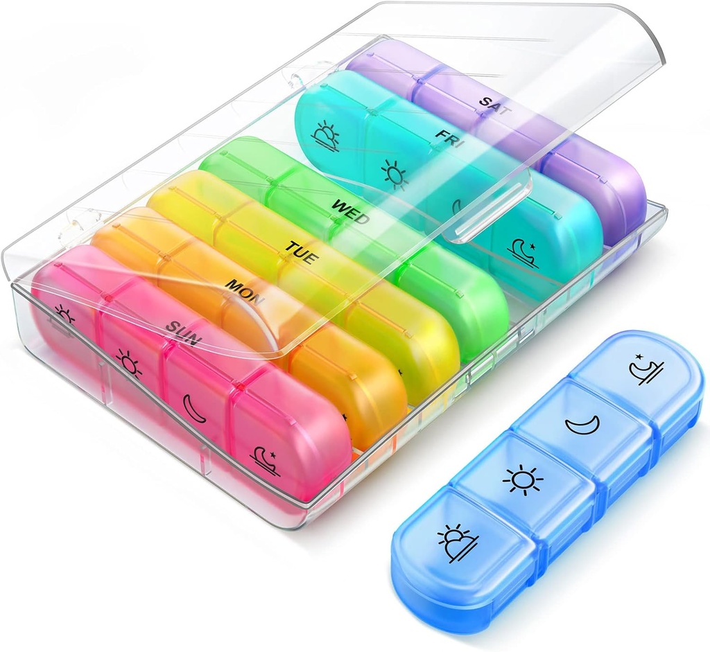 Weekly Pill Organizer 7 Day 4 Times a Day, ZIKEE Large Daily Travel Pill Box Case för piller, vitaminer, fiskoljor, tillägg (Clear)