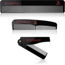 Bossman Acetate Beard, Mustache, & Hair Comb Set of 3 - Combs för män med minimalistisk magnetisk låda (7,5-tums, 5-tums, 3,5-tums) - Funktioner rundade tänder, dubbelsidig tänder och dämpbar design