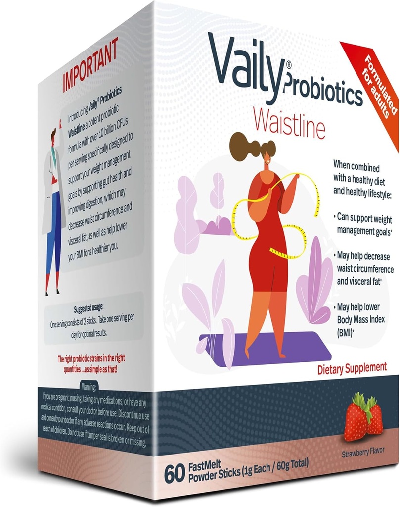 Weight Management Probiotic Powder Sticks - 60 Orally Dissolvable Slimming Sticks - Gut Health Supplements for Managing Waist Circumference - Metabolism Supplement for Healthy Diet & Lifestyle