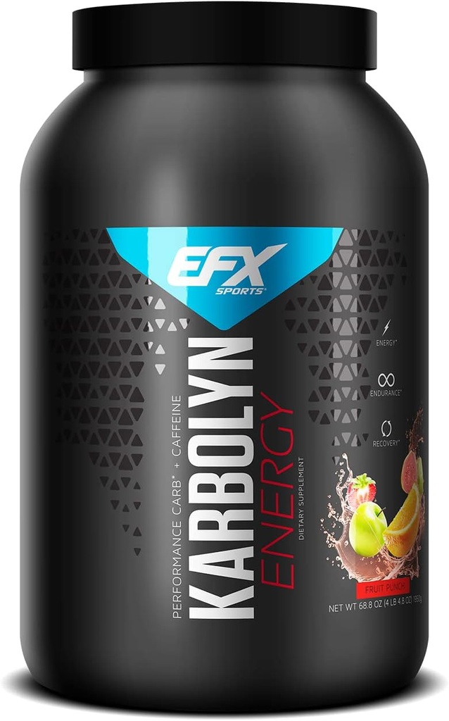 EFX Sports Karbolyn Energy | Prestanda kolhydratpulver + koffein | Carb Load & Energize | 250mg koffein | Sugar Free | 36 portioner (Fruit Punch)