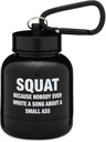 ONMYWHEY - Protein Powder & Supplement Funnel Keychain, Portable To-Go Container för gym, träning, fitness och resor - TSA Godkänd, Squat