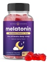 NutraChamps Melatonin Gummies för vuxna, extra styrka sömnhjälp vitaminer, 5 mg eller 10 mg Dos, Vegan naturlig jordgubbssmak tillskott för bättre sömn, friska sömncykler, 60 Gummies