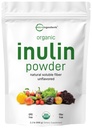 Micro Ingredients Organic Inulin FOS Fiber Powder, 2,2 lb | Quick Water-Soluble Prebiotic för Intestinal & Colon Health | Natural Fiber för Smoothies & Drinks | Vegan Friendly