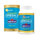 Qunol Advanced Omega 3 Krill och Fish Oil Complex, 10x Better Bioavailability, One Pill Dose, 250mg EPA & DHA, stöder hjärna, öga, hjärta och gemensam hälsa, 60 greve av 1)
