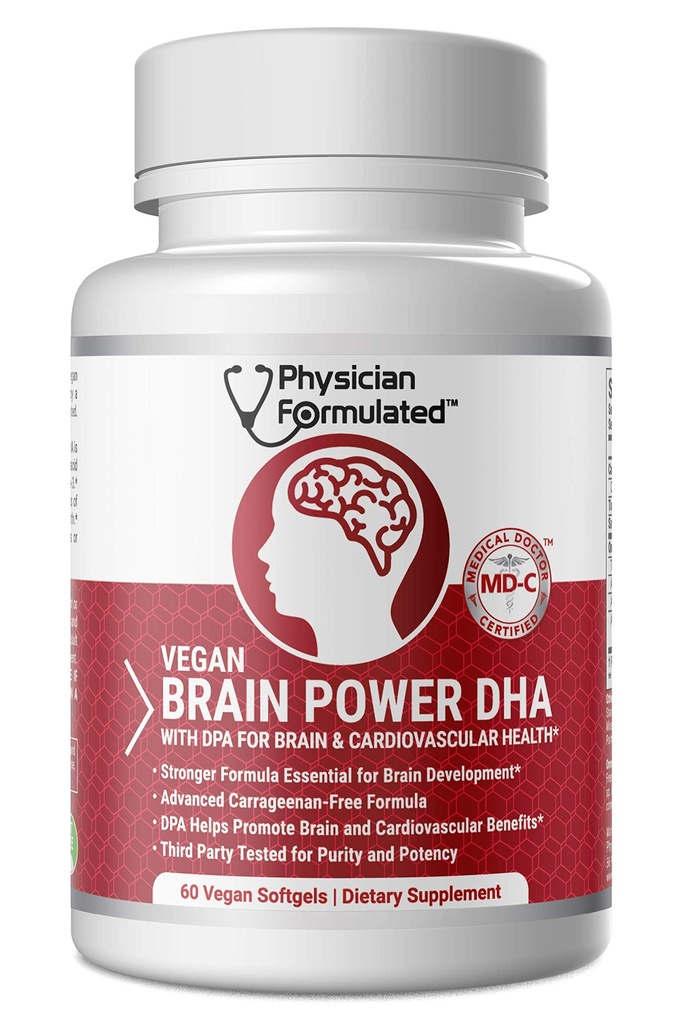 Vegan DHA för hjärna och prenatal 100% Algae Based Omega 3 Essential fettsyror med NO Carrageenan, NO Vegetable Oil Plus 2500mcg Astaxanthin