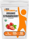 BulkSupplements.com Organic Strawberry Powder - Fruktpulver från organiska jordgubbar - No Sugar Added & Gluten Free, 3g per portion, 500g (1.1 lbs) (Pack of 1)