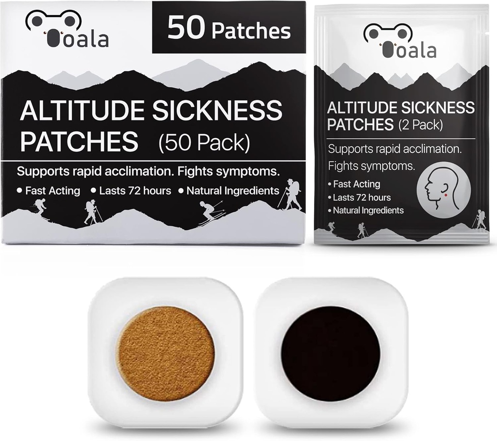 Altitude Sickness Prevention Patches | Stöder snabb acklimering, ökar syreintaget, bekämpar symtom | Förpackning med 50
