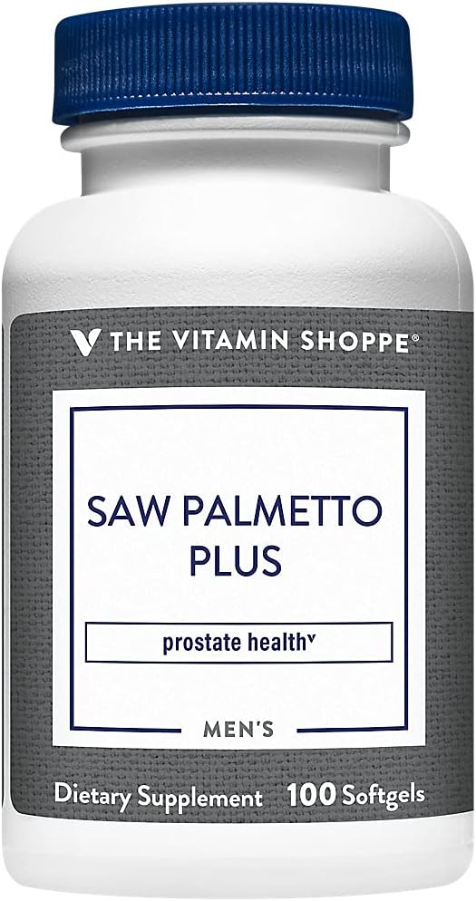 Vitamin Shoppe Saw Palmetto Plus - Tillägg för Prostate Health - 160mg Saw Palmetto Extract med utmärkt källa av Zink, Vitamin E och B6 (100 Softgels)