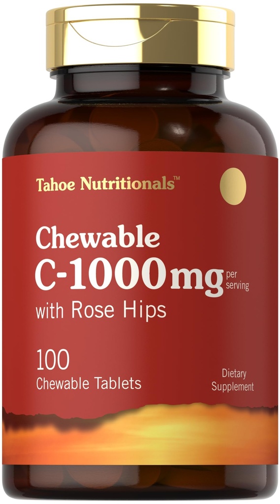 Carlyle Vitamin C Chewables | 1000mg | 100 tabletter Natural Orange smak | Vegetarisk, icke-GMO & Gluten fri tillägg | Tahoe Nutritionals