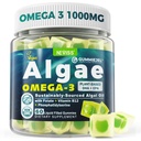 Vegan Omega-3 Gummies for Adults, Fish Oil Alternative från Algae Oil, Plant Based DHA 460mg & EPA 230mg Plus MethylFolate, Vitamin B12, Phosphatidylserine, No Fishy Taste, Vegan, Sugar Free, 60 Cts