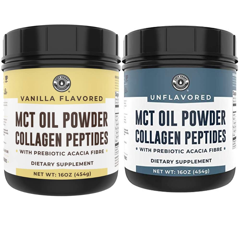 Vänsterkustprestanda Keto Vanilla MCT Collagen Powder och Keto Unflavored MCT Collagen Powder
