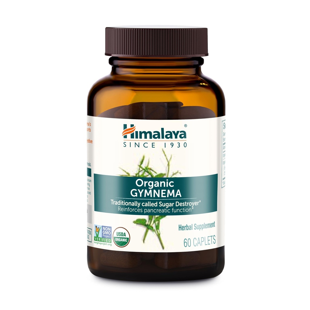 Himalaya Organic Gymnema Sylvestre - Herbal Glucose Metabolism Support - USDA Organic, Non-GMO, Vegan, Gluten Free, Additive Free, 700 mg, 60 Caplets