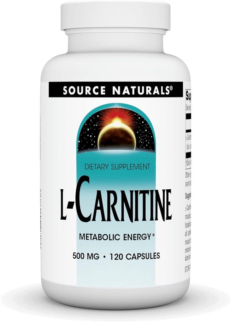 Källa Naturals L-karnitin 500 mg för metabolisk energi - 120 kapslar