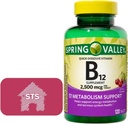 Spring Valley - Vitamin B12 Quick-Dissolve tabletter, 2500 mcg, Cherry Flavor, 120 greve + STS Sticker.