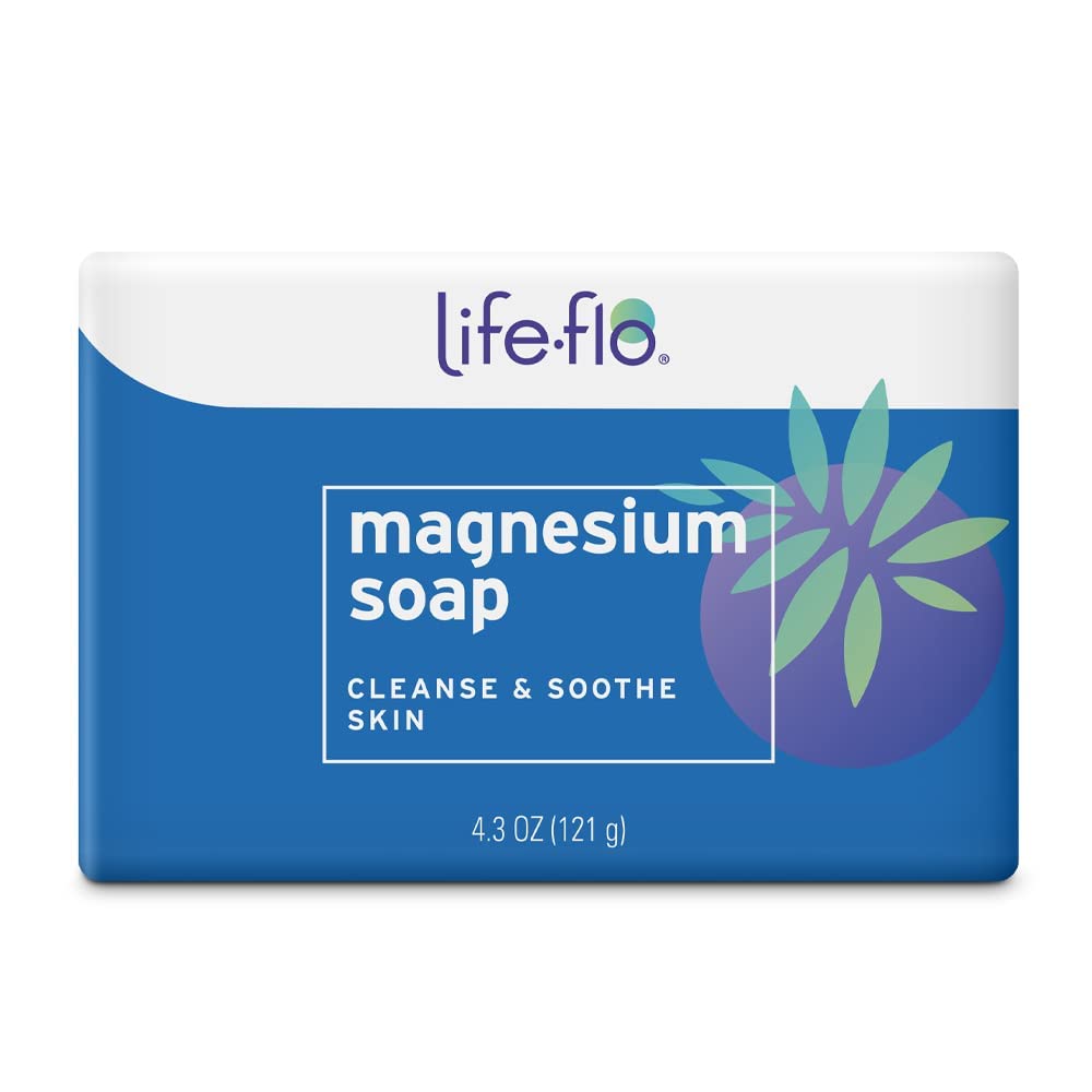 LIFE-FLO Magnesium Bar Soap | Super Concentrated med Calming Magnesium Chloride, Plus Coconut och Avocado Oils | 4,3 Oz | Pack av 3
