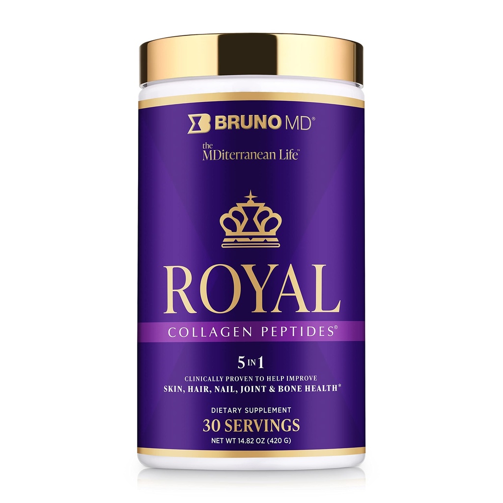 Royal Collagen Peptides, kliniskt beprövad, kosttillskott, förbättrar hud & celluliter, europeisk källa, förbättrar utseendet på hår och naglar, blandat med vitamin C, ben och gemensamma tillägg