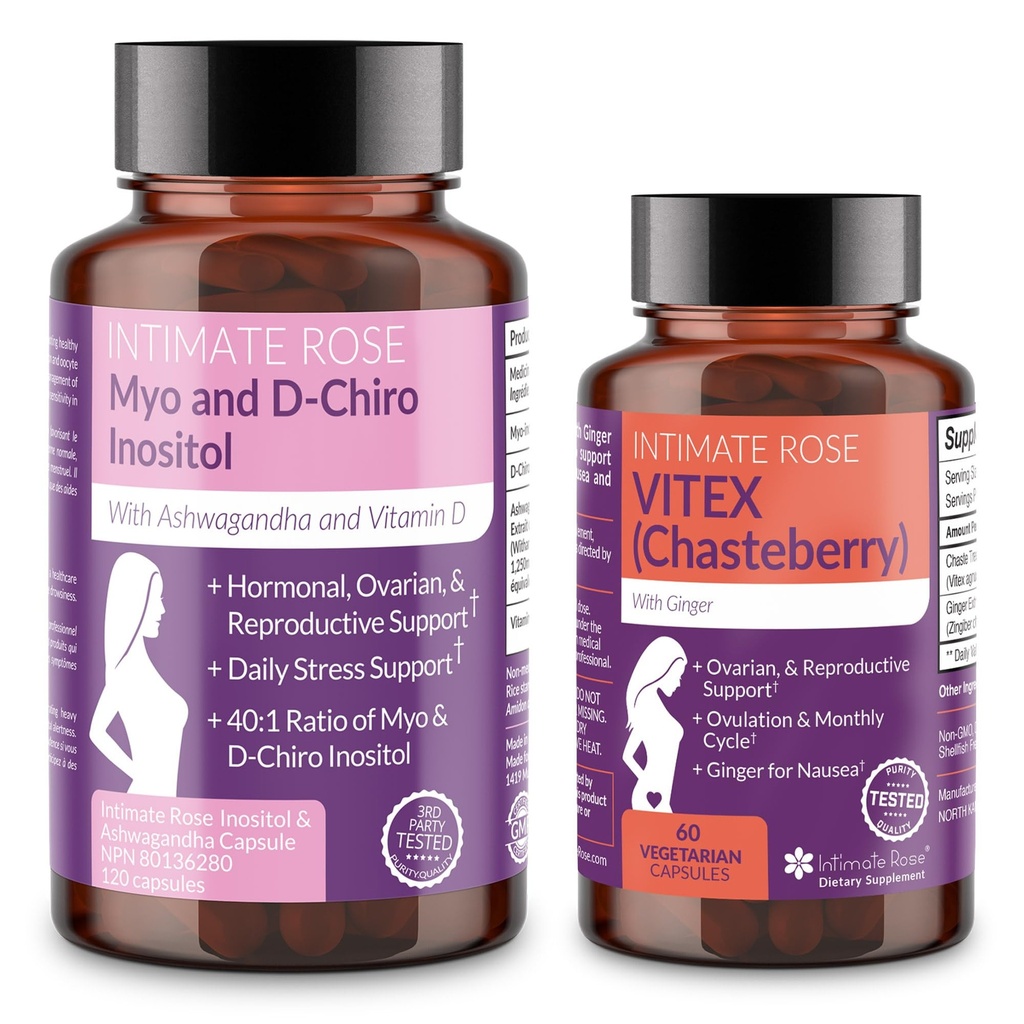 Intimate Rose Women’s Hormonal Balance Bundle – Myo-Inositol & D-Chiro Inositol + Vitex Chasteberry – Reproductive Health & Menstrual Support Supplements