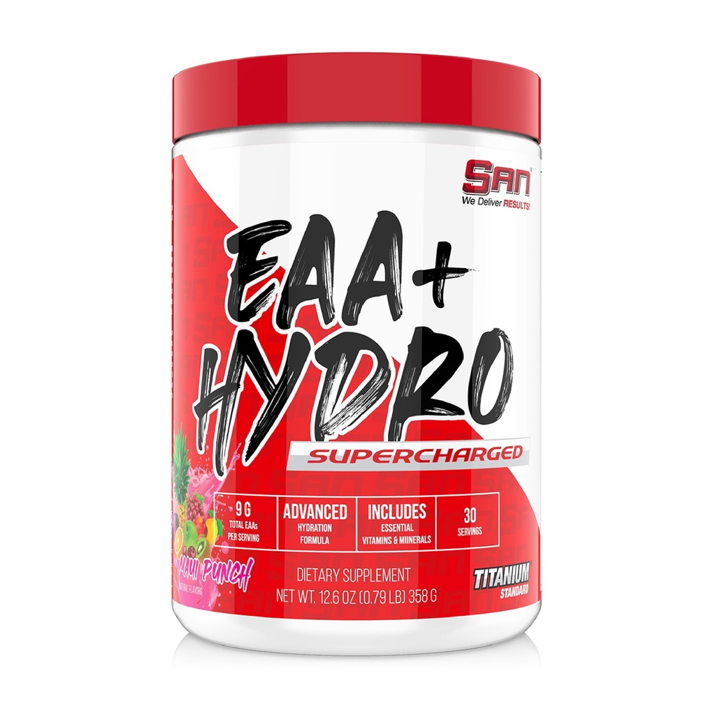 SAN EAA Hydration | EAAs + BCAA| Muscle Recovery & Intra | 9G Essential Amino Acids + Electrolytes | Maui Punch 30 Servering