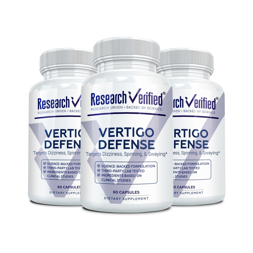 Forskning Vertigo Defense - Soothe Symptoms and Support Inner Ear Balance - Vitamin D3, Ginger, Ginkgo Biloba, BioPerine - 180 kapslar