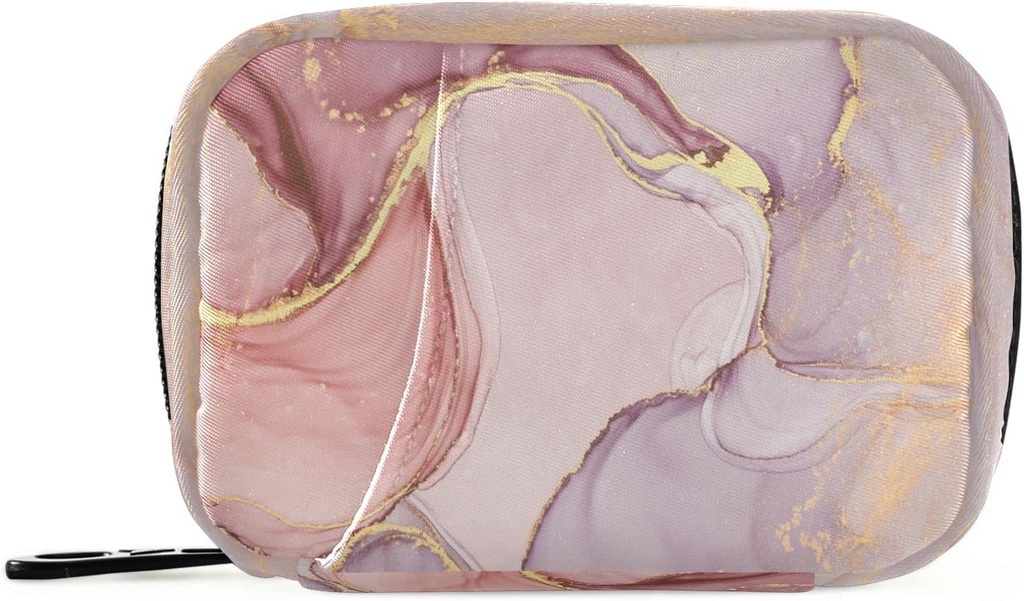 Pink Golden Marble Pill Organizer Case 7 Day Travel Pill Box med Zipper Portable Weekly Vitamin Medicine Supplement Holder Pouch Bag